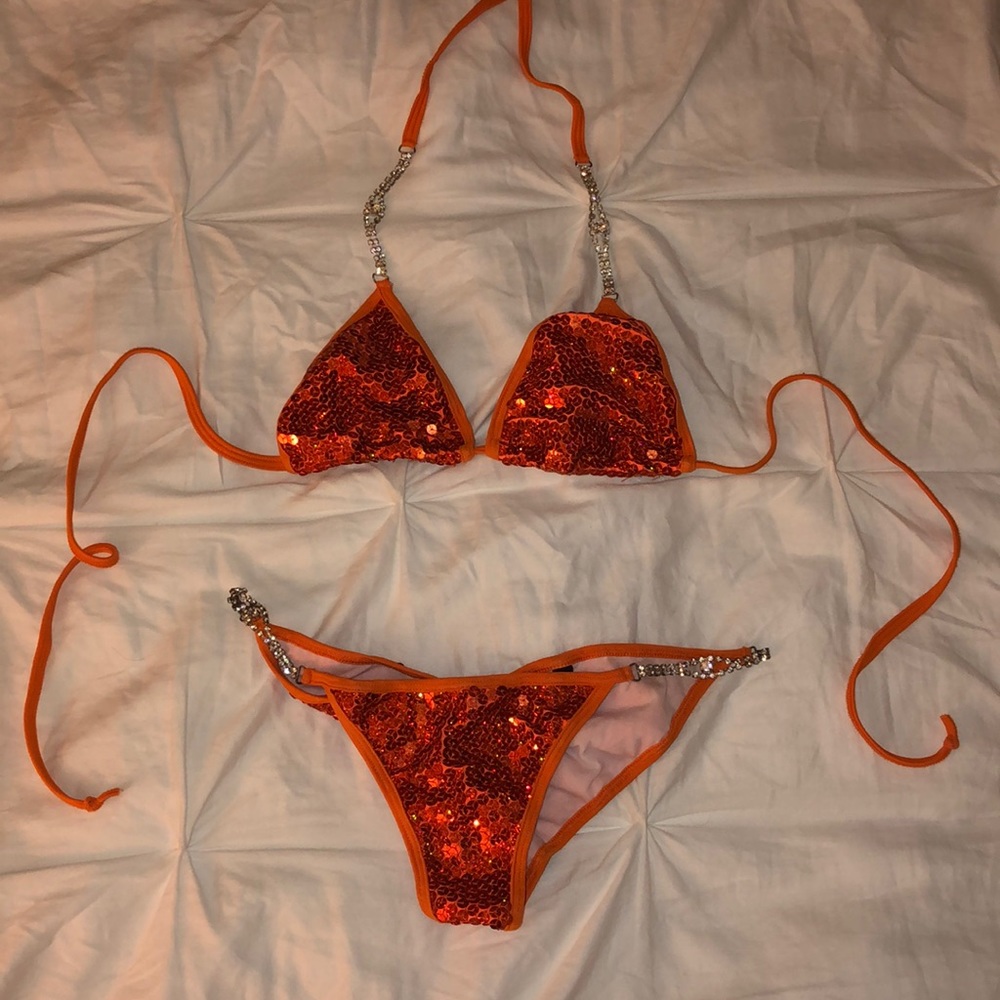 Orange Sequin Competition Bikini